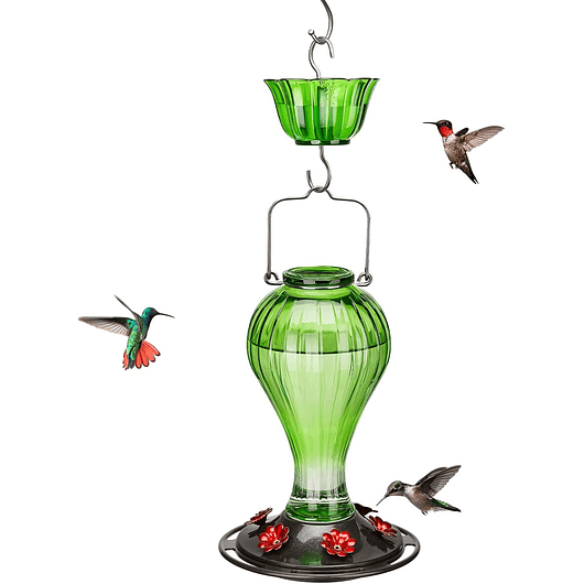 Bebedero De Colibríes Colgante 24 Oz Vidrio Vintage 7