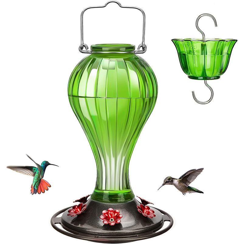 Bebedero De Colibríes Colgante 24 Oz Vidrio Vintage 12
