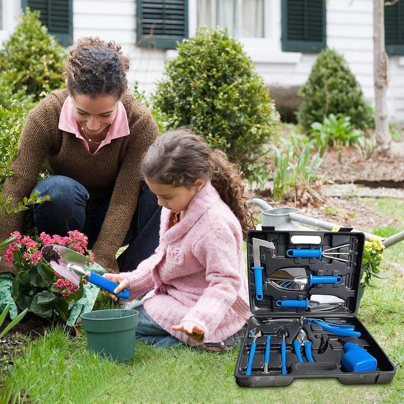 Kit Herramientas Jardinería Plantas x10 Piezas En Acero Más estuche 7