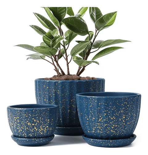 Juego Macetas Cerámica Plantas x3 unidades Tamaño En Escala