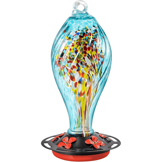Colibries Bebedero Aves Colgante 36oz En Vidrio Soplado 2
