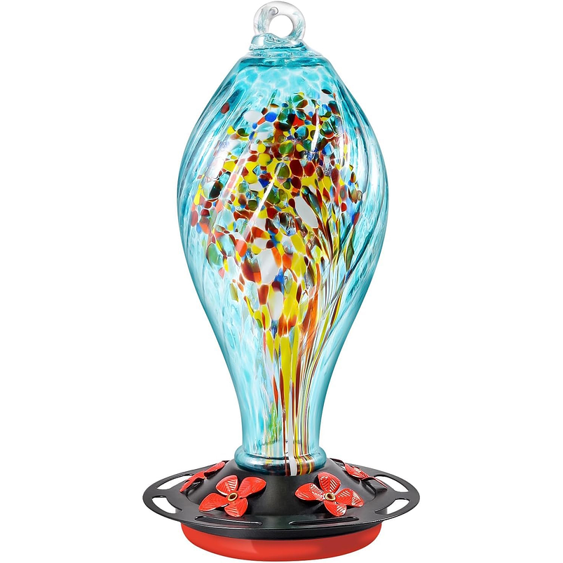Colibries Bebedero Aves Colgante 36oz En Vidrio Soplado 2