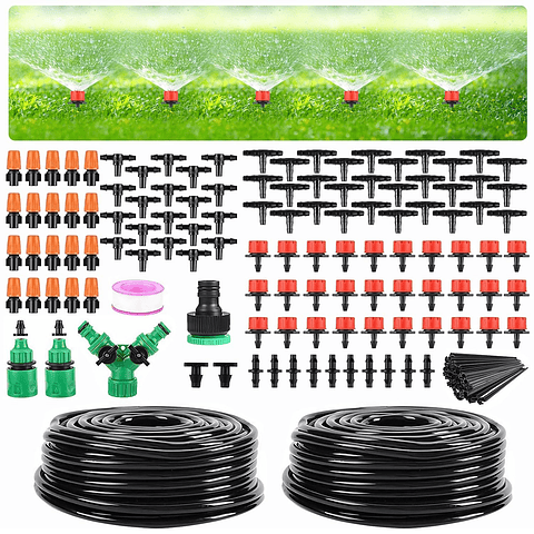 Sistema De Riego de Jardin y Plantas Kit Por Goteo Pulverizacion de 30mt + Accesorios
