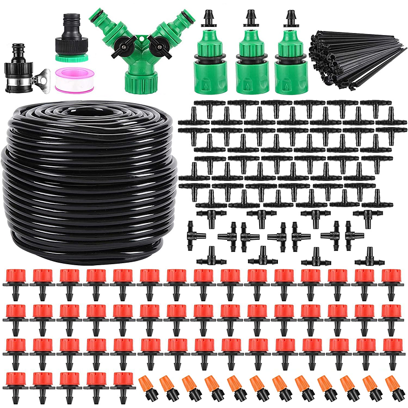 Kit De Riego Por Goteo 50 mt De Plantas, Huerto y Jardin -200 Piezas 1