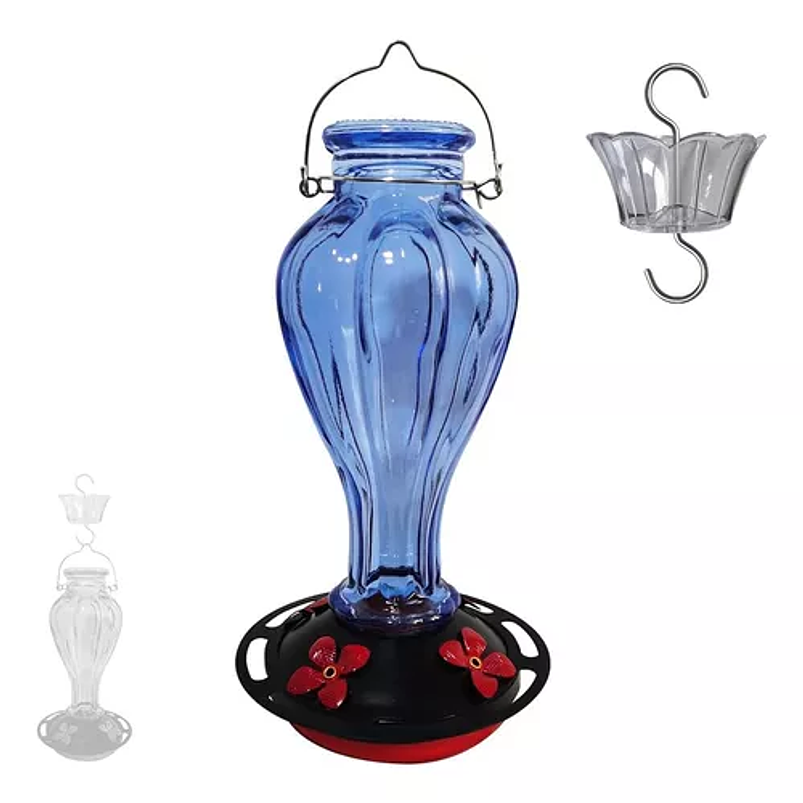 Bebedero De Colibríes Colgante 24 Oz Vidrio Vintage 13