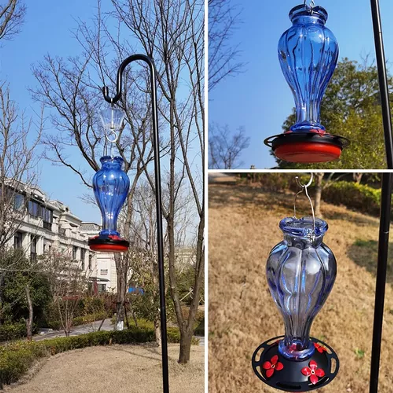 Bebedero De Colibríes Colgante 24 Oz Vidrio Vintage 16