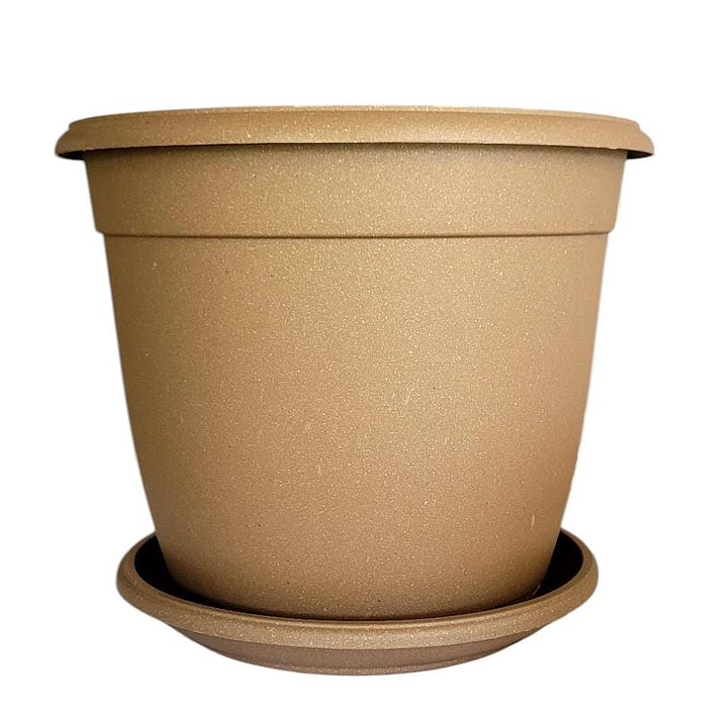 Matera Maceta Redonda Plástica 25cm Diámetro x22cm Alto Más Plato 10