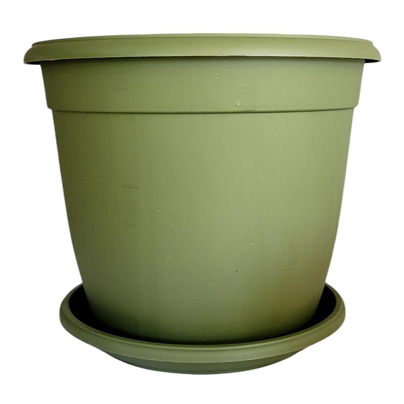 Matera Maceta Redonda Plástica 25cm Diámetro x22cm Alto Más Plato 11