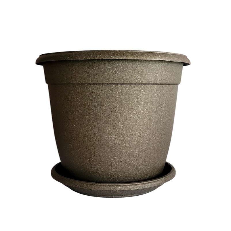 Matera Maceta Redonda Plástica 25cm Diámetro x22cm Alto Más Plato 13