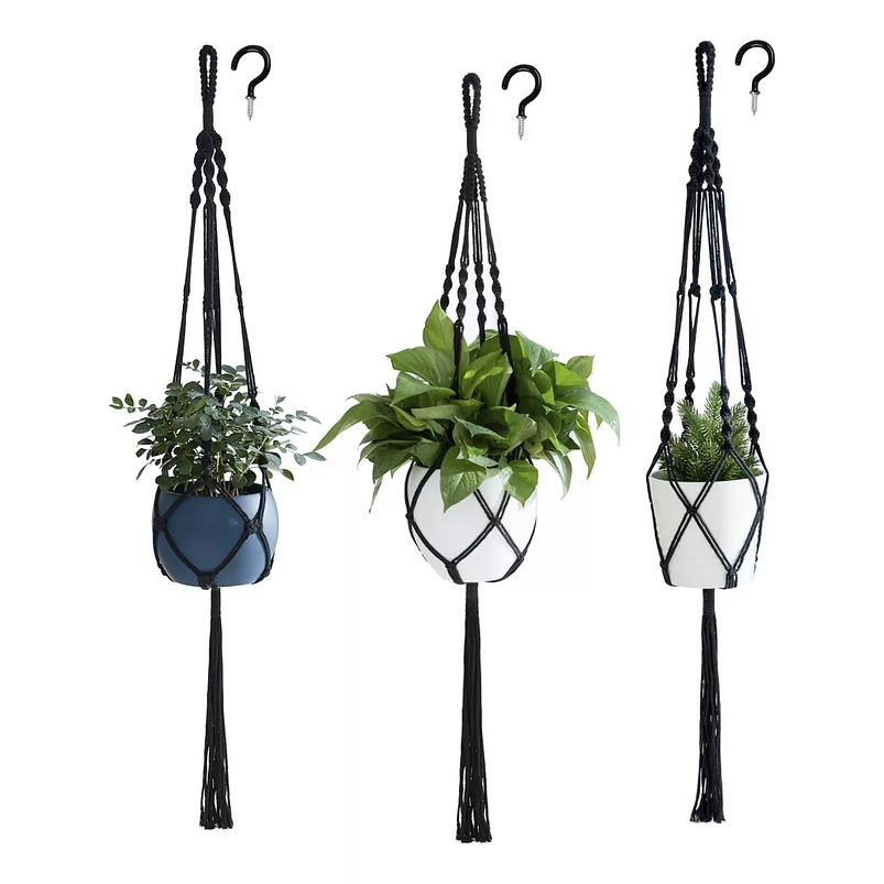 Juego Colgador Planta De Macetas Macramé Cesta de Plantas x3 1