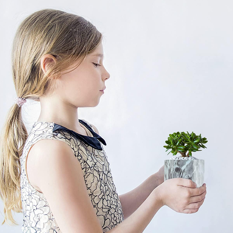 Juego Macetas En Cerámica x4 Unidades Más Plato En Bambú  7