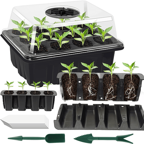 Kit Germinacion X3 Bandejas + Cupula Y Herramientas Plantas