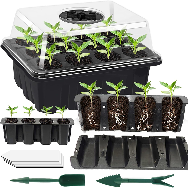 Kit Germinacion X3 Bandejas + Cupula Y Herramientas Plantas 2