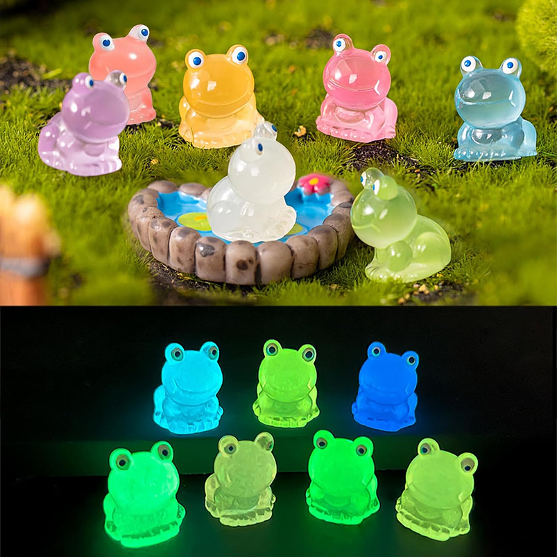 Mini Figuras Jardín De Hadas Terrarios Pesceras Decoracion Ranas Luminosas x35 piezas 2
