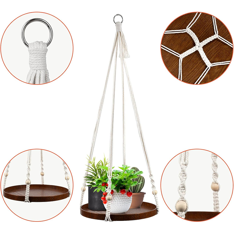 Juego de Soportes Colgador De Plantas Macetas Macrame x2 Unidades 3
