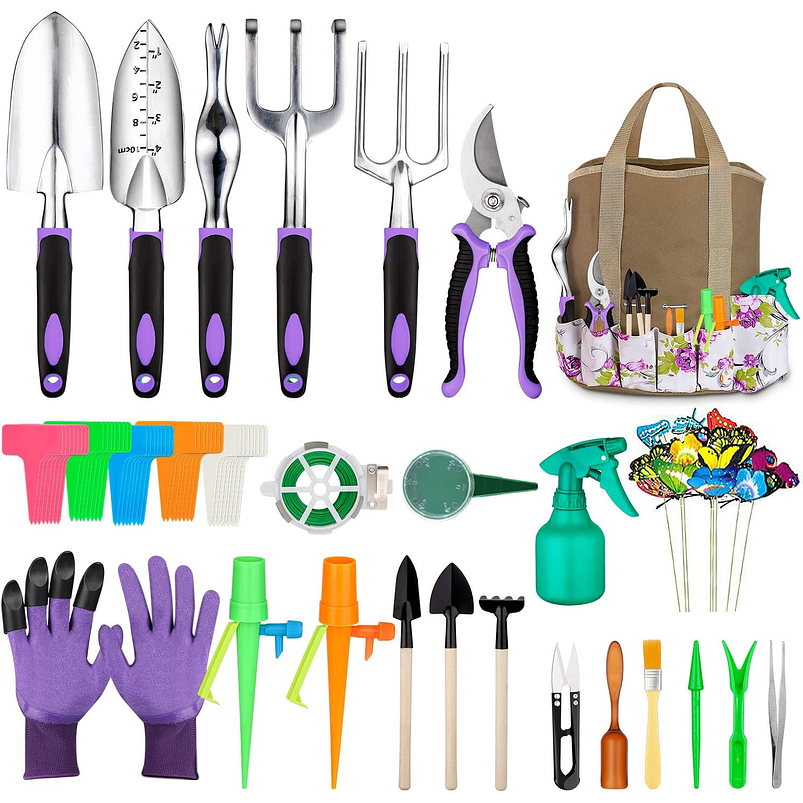 Kit Full Herramientas Jardín Siembra x62 piezas Aluminio más Bolso 1