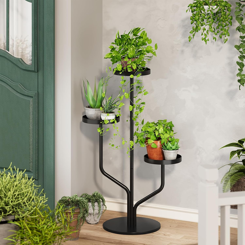 Soporte Alto Para Plantas en Macetas De Interior x3 Niveles Metálico 4
