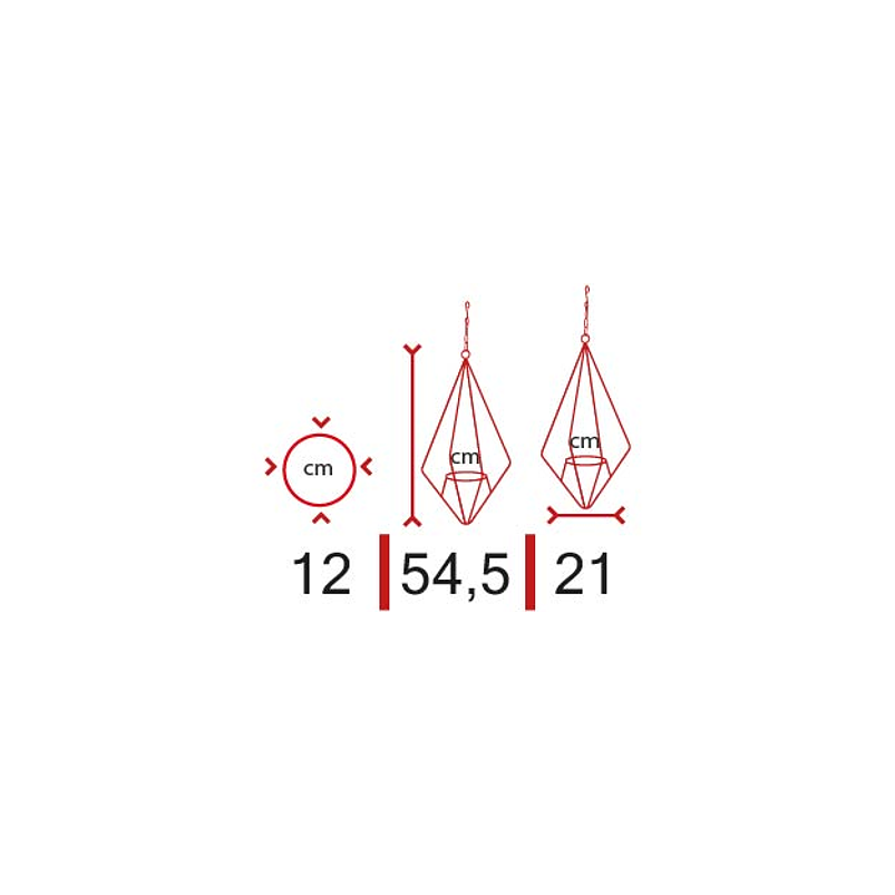 Soporte Matera Maceta Diseño Diamante De Colgar 54.5 centímetros Alto 2