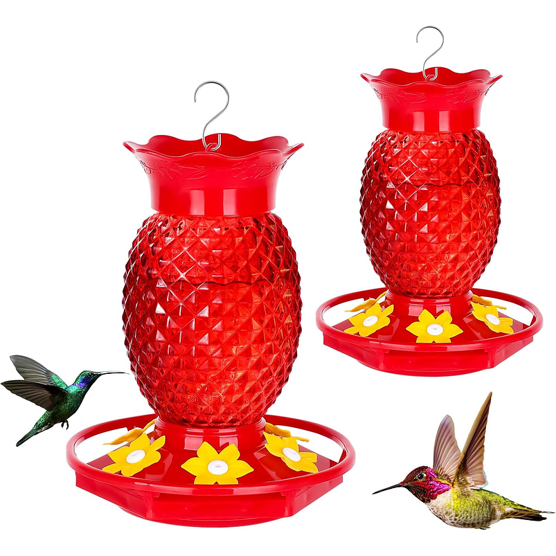 Bebedero Colibrí 16oz Diseño Piña Rojo Jardín Exterior x2 unidades 1