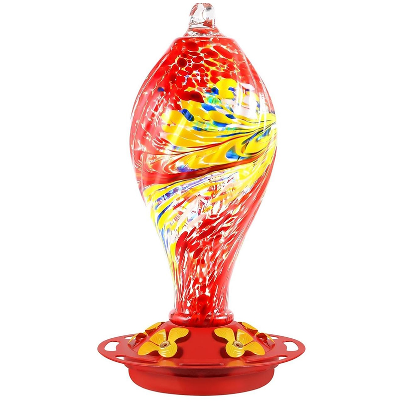 Colibries Bebedero Aves Colgante 36oz En Vidrio Soplado 1