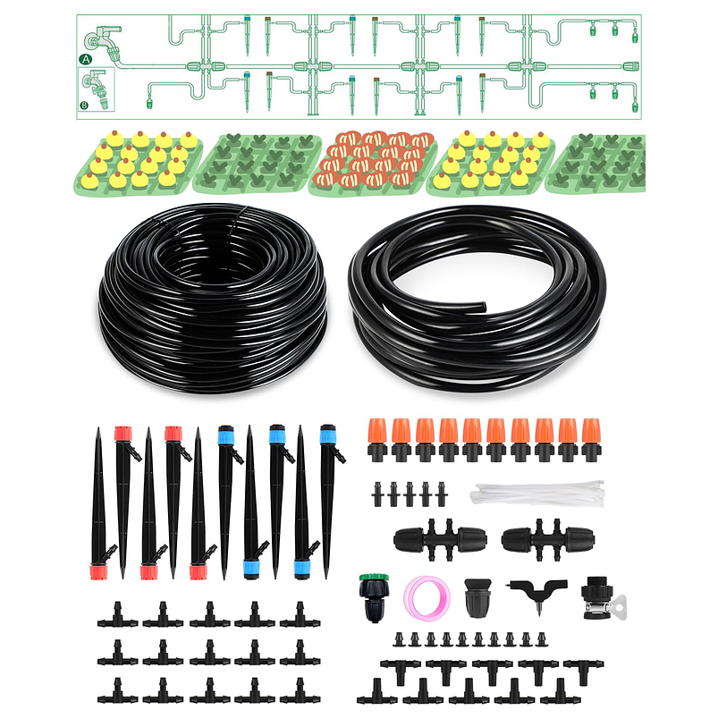 Sistema De Riego Por Goteo Kit  Para Jardín, Huertos de 20mts más Accesorios 1