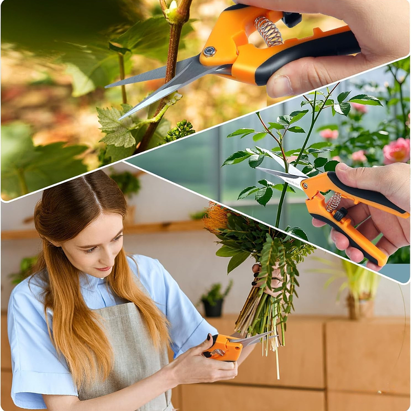 Tijeras De Poda Para Corte Recto y Curvo x 2 Unidades En Acero Inoxidable Plantas Bonsais 2