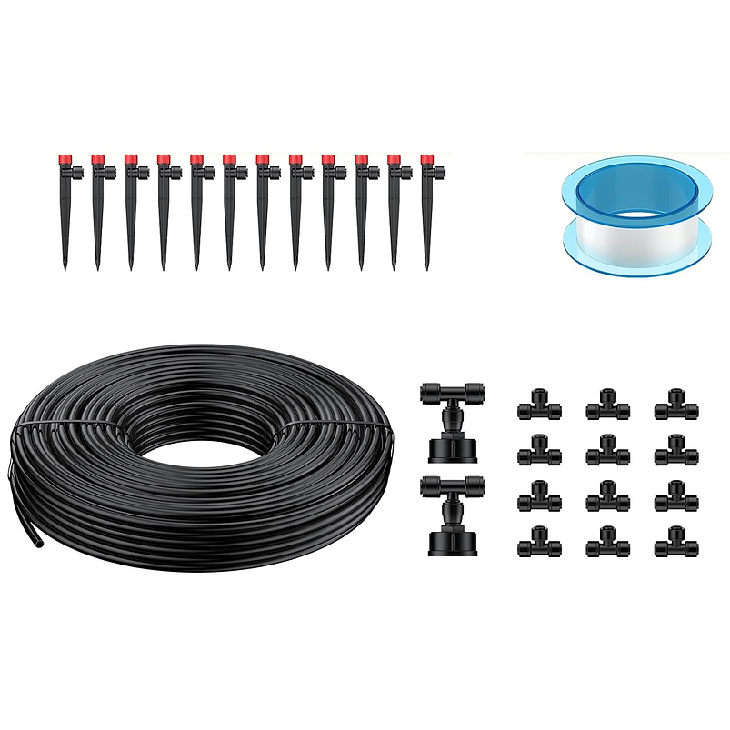 Kit De Sistema De Riego Por Goteo Para Plantas Jardin Huerto x15 Mts De Conexión Rápida 1