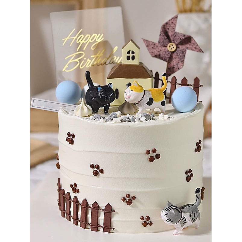 Set Figuras Decorativas De Terrarios Mini Gatos en Resina 7