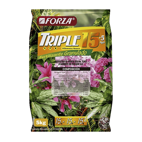 Fertilizante De Plantas 15-15-15 Triple 15 Forza Bolsa x5kg