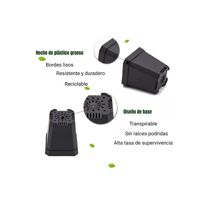Maceta Plástica Firme Más Plato x10 Unidades 7.62cm Alto x7cm Diámetro 3