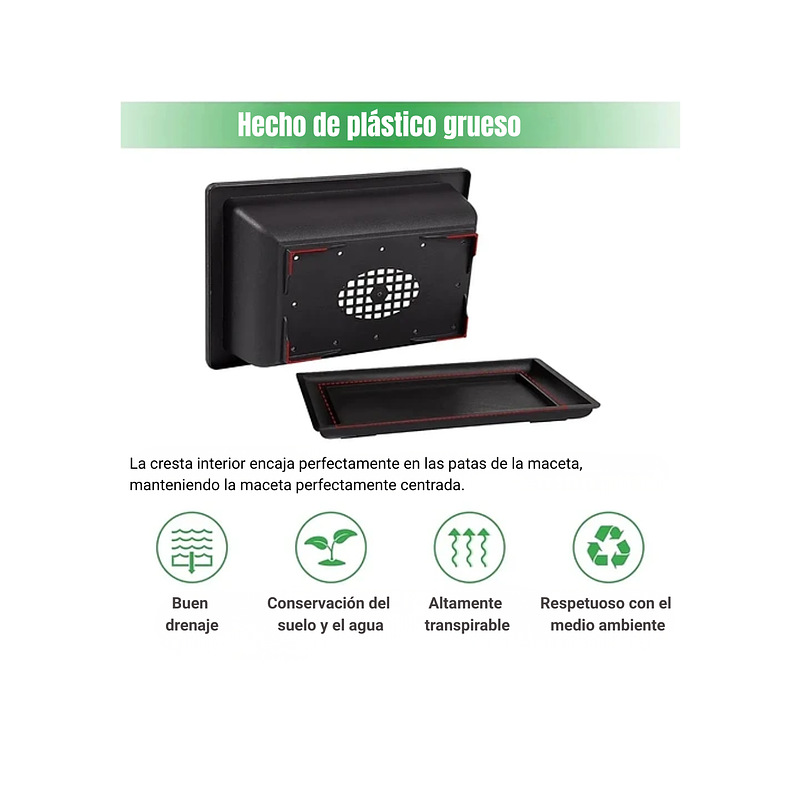 Maceta Plástica Bonsái 16cm Largo x12cm Rectangular Más plato  6