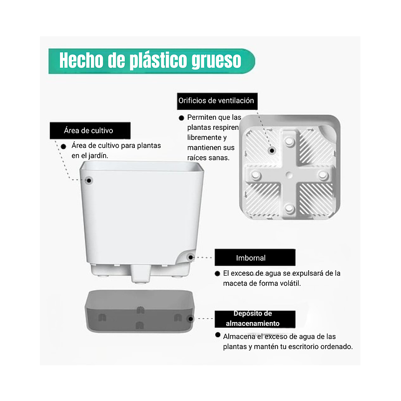 Juego Macetas Plástica x6 Unidades Plantas Cactus y Suculentas 3