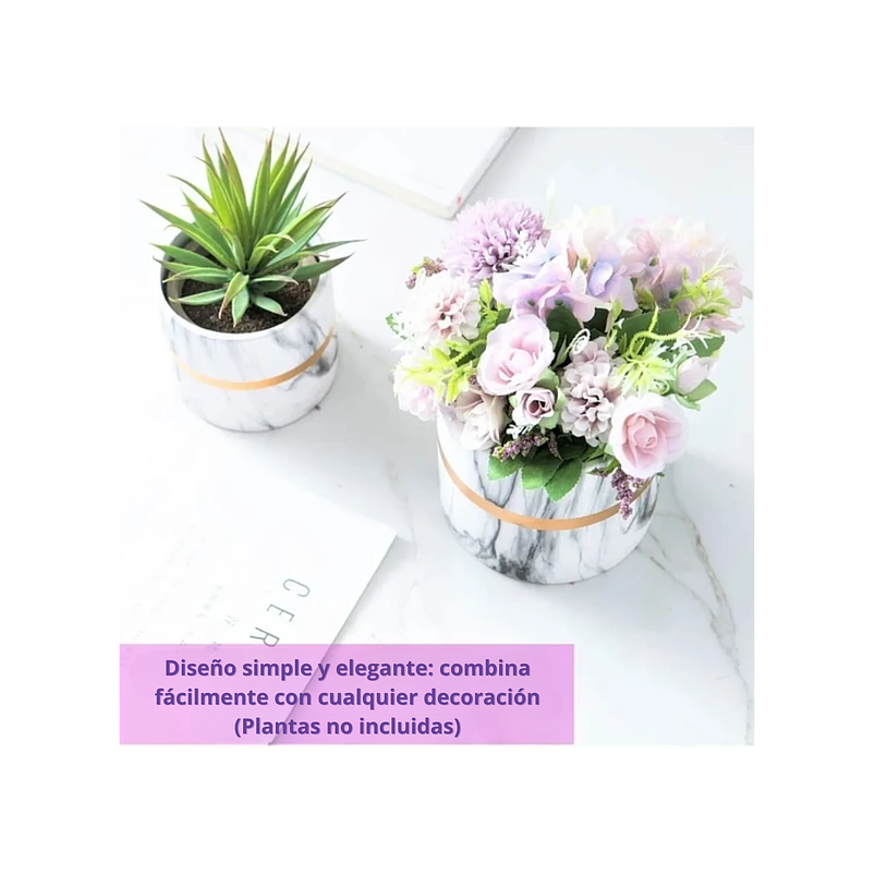 Juego De Macetas Premium x3 Unidades Diseño Mármol 5