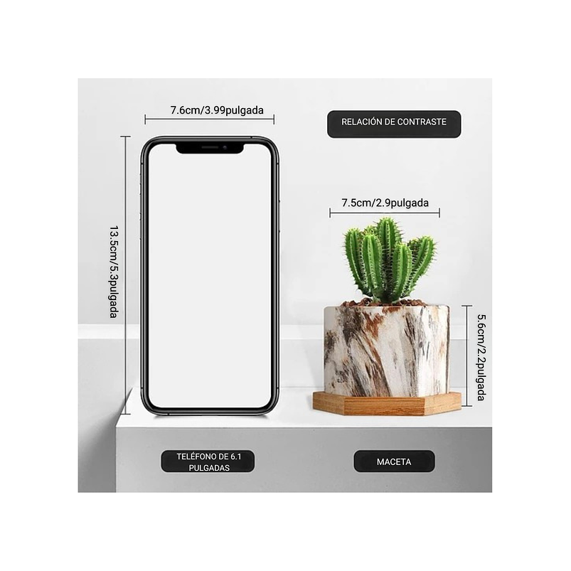 Juego Macetas En Cerámica x4 Unidades Más Plato En Bambú  8