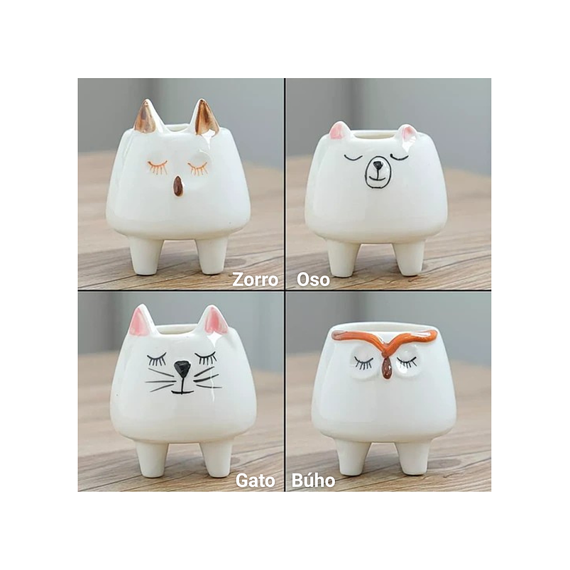 Juego Macetas x8 en Cerámica Premium Diseño Animalitos 3