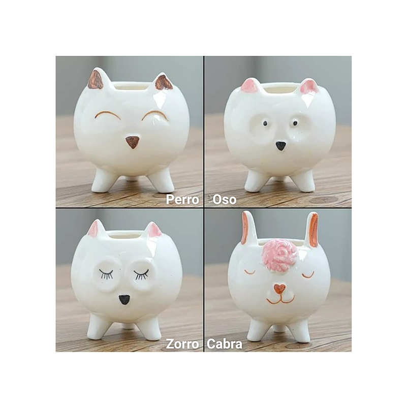 Juego Macetas x8 en Cerámica Premium Diseño Animalitos 2