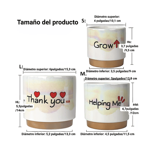 Juego Macetas Cerámica Esmaltada Cactus Suculentas X3 Unid 3