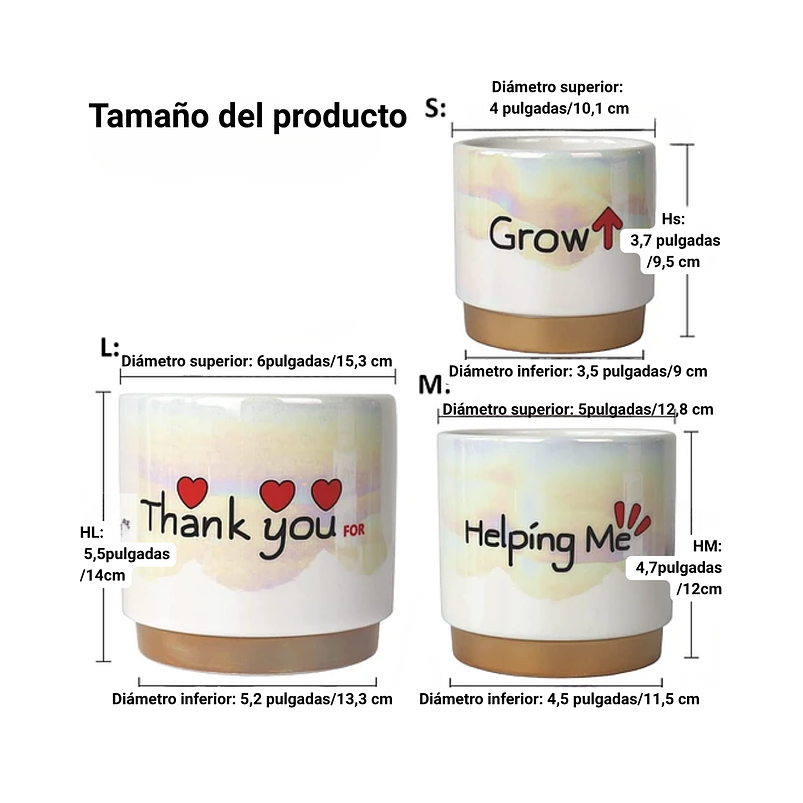 Juego Macetas Cerámica Esmaltada Cactus Suculentas X3 Unid 3