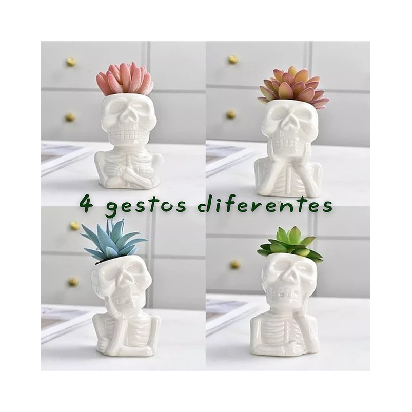 Juego De Macetas En Cerámica Cactus -suculentas X4 Premium 3