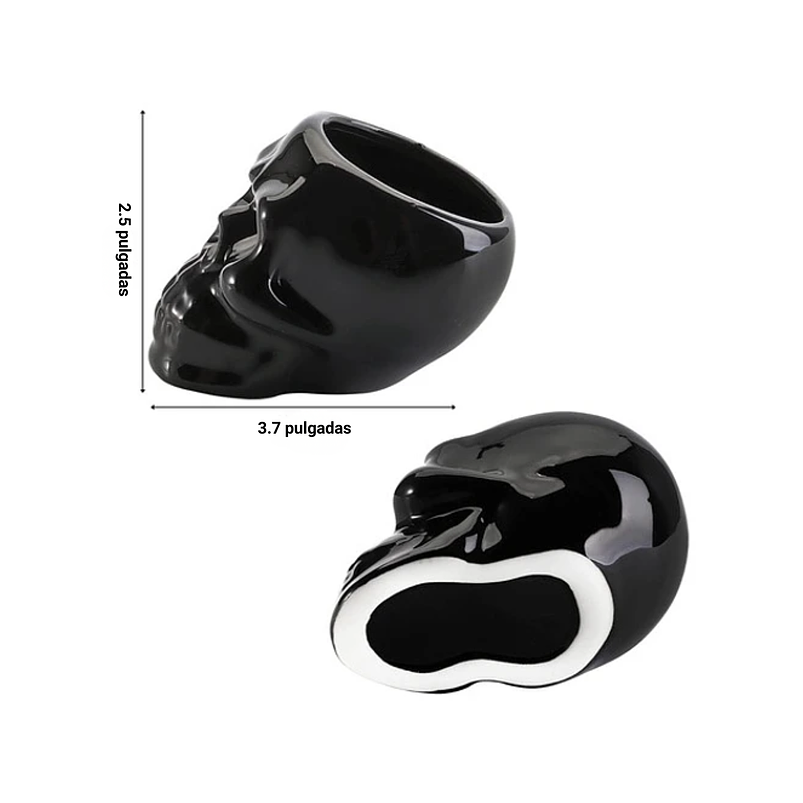 Juego Macetas x3 Unidades Cerámica Premium Diseño Calavera 6