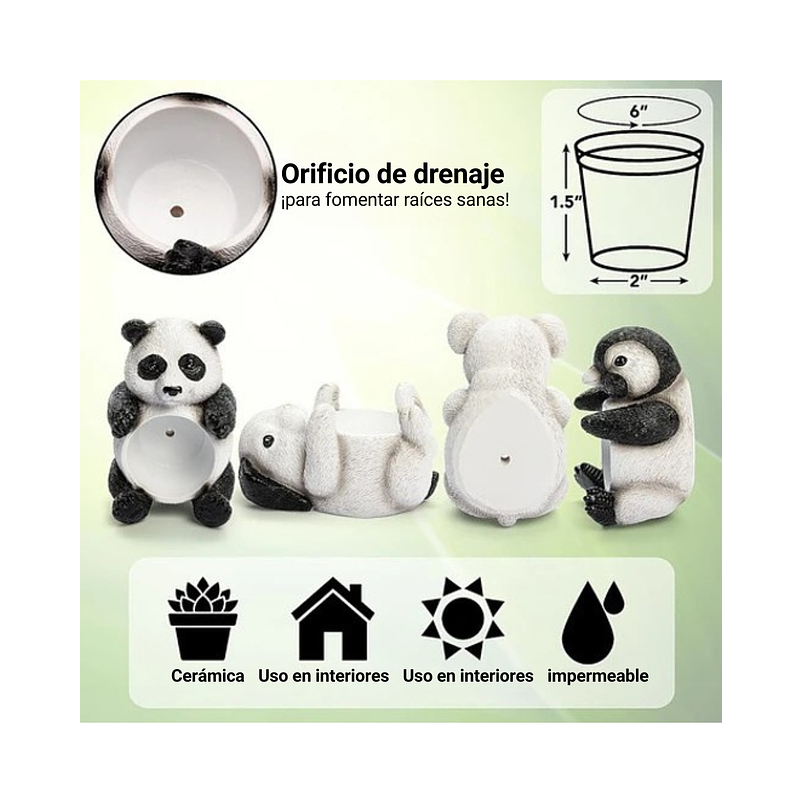 Juego Macetas X4pz Cerámica Diseño Animales Cactus Suculenta 4