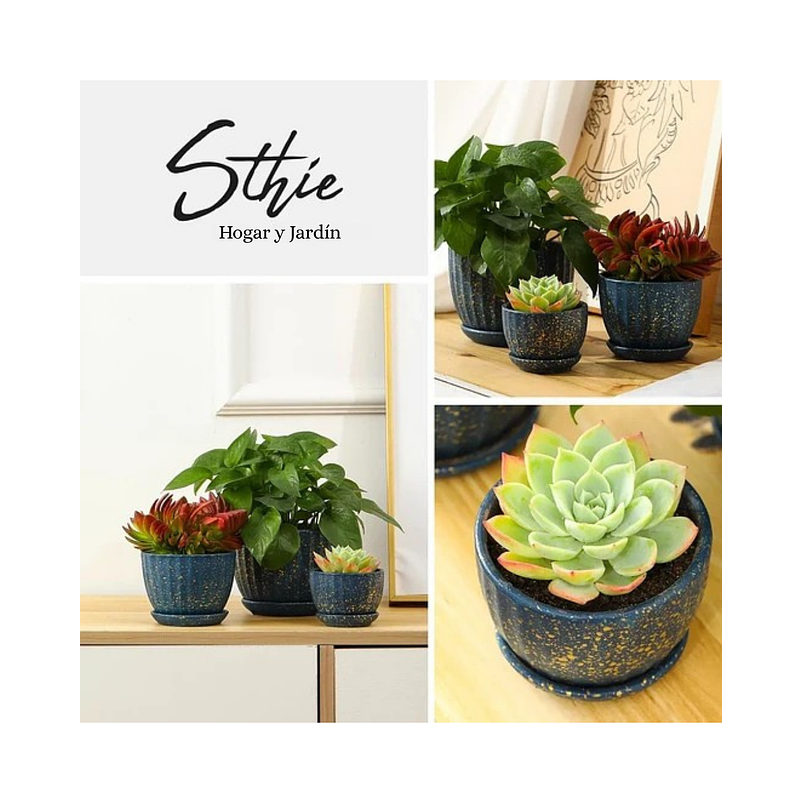 Juego Macetas Cerámica Plantas x3 unidades Tamaño En Escala 4