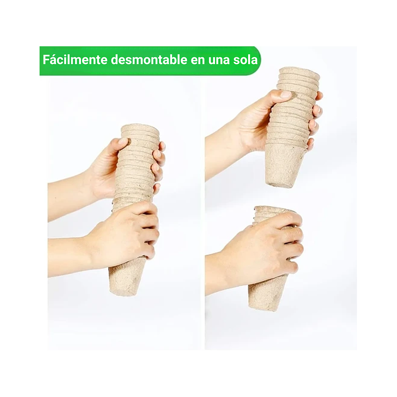 Kit Siembra Macetas Biodegradable x100 Más 20 Etiquetas Más 3 Herramientas 5
