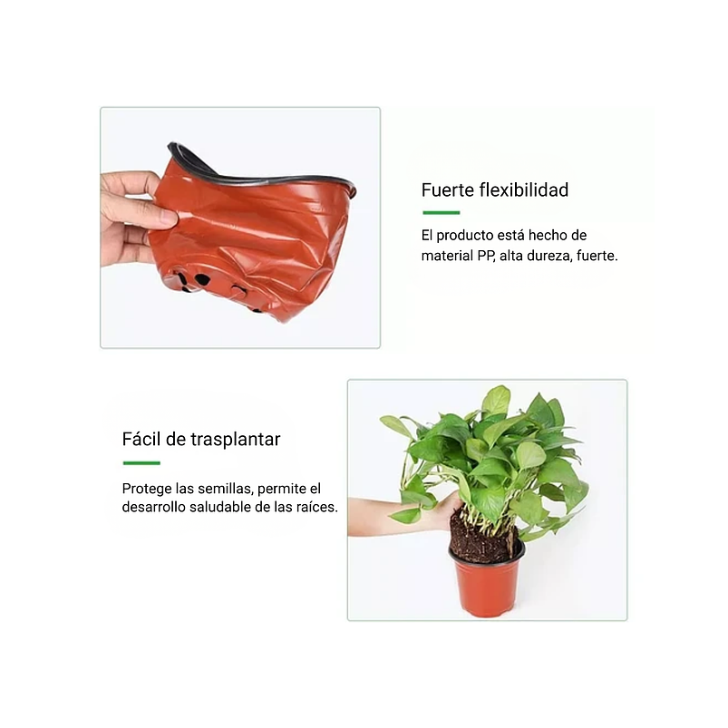 Macetas Plásticas Siembra x50 Unid 14cm Diámetro x12cm Alto 8