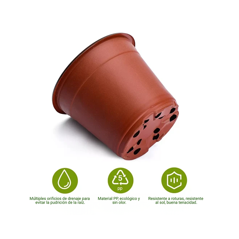 Macetas Plásticas Siembra x50 Unid 14cm Diámetro x12cm Alto 6