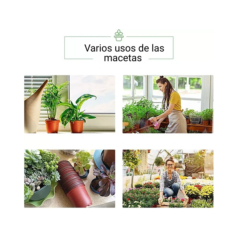 Macetas Plásticas Siembra x50 Unid 14cm Diámetro x12cm Alto 7