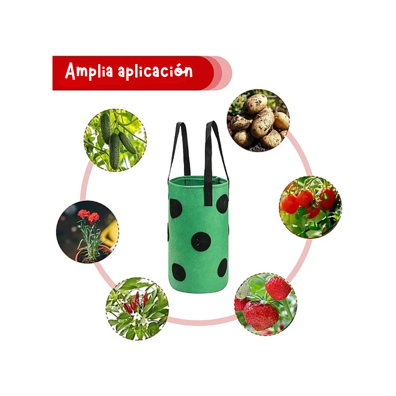 Maceta Siembra Tela Especial Colgar x3 Galón 20cm Diámetro x30 Alto 7