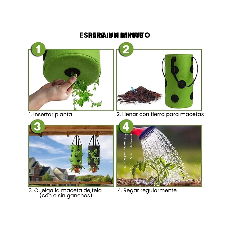 Maceta Siembra Tela Especial Colgar x3 Galón 20cm Diámetro x30 Alto 6