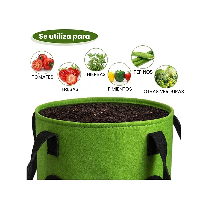 Maceta Siembra Tela Especial Colgar x3 Galón 20cm Diámetro x30 Alto 9