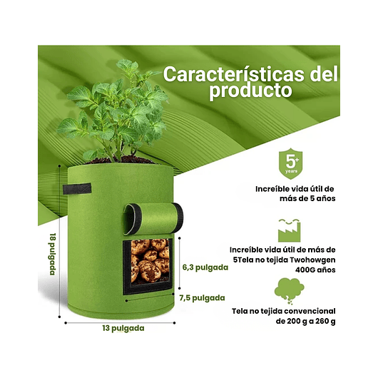Maceta De Siembra Tela Especial x10 Galones 45cm diametro x33cm alto 5
